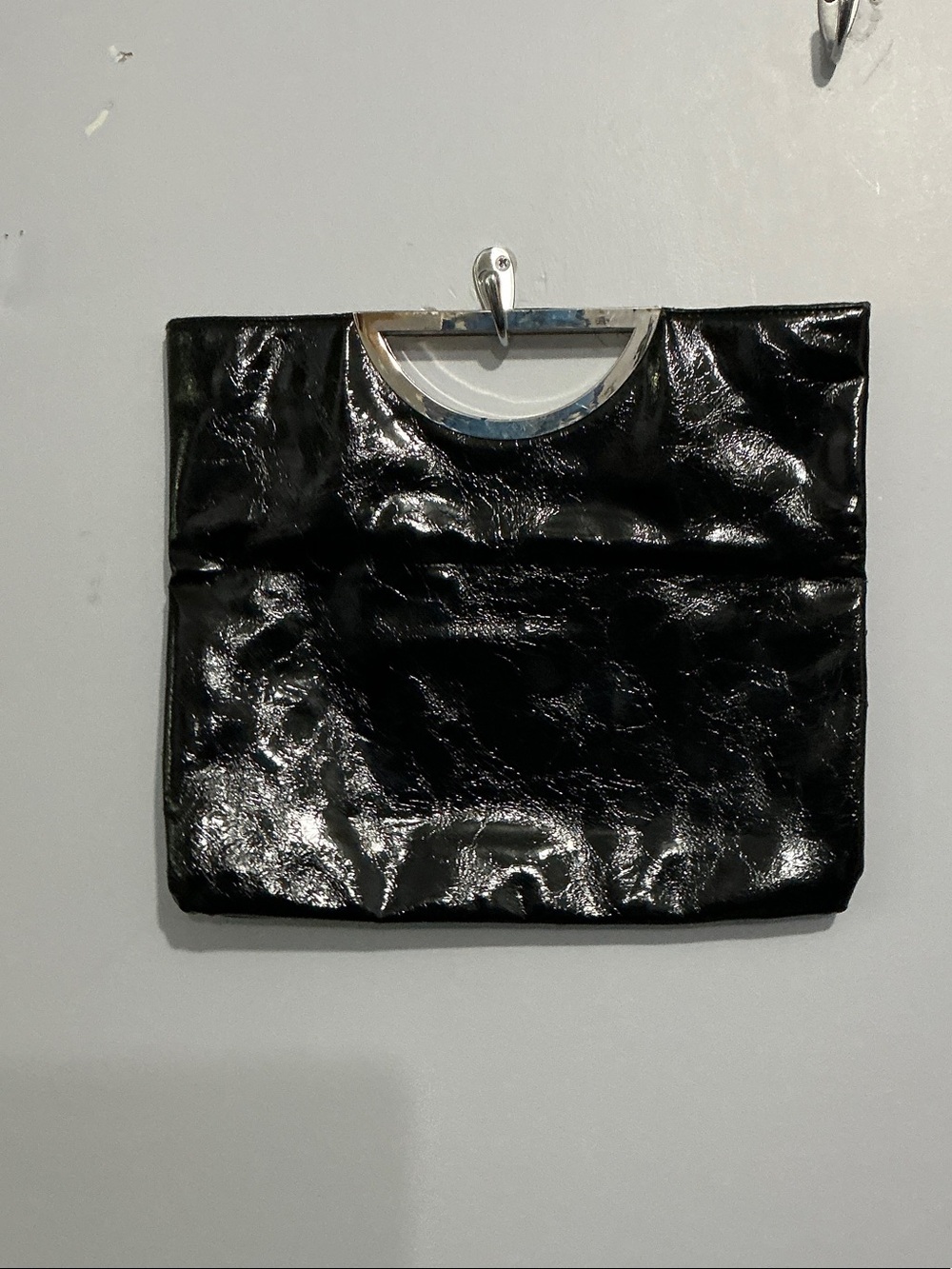 Style & Co. Black Clutch Silver Top Handle